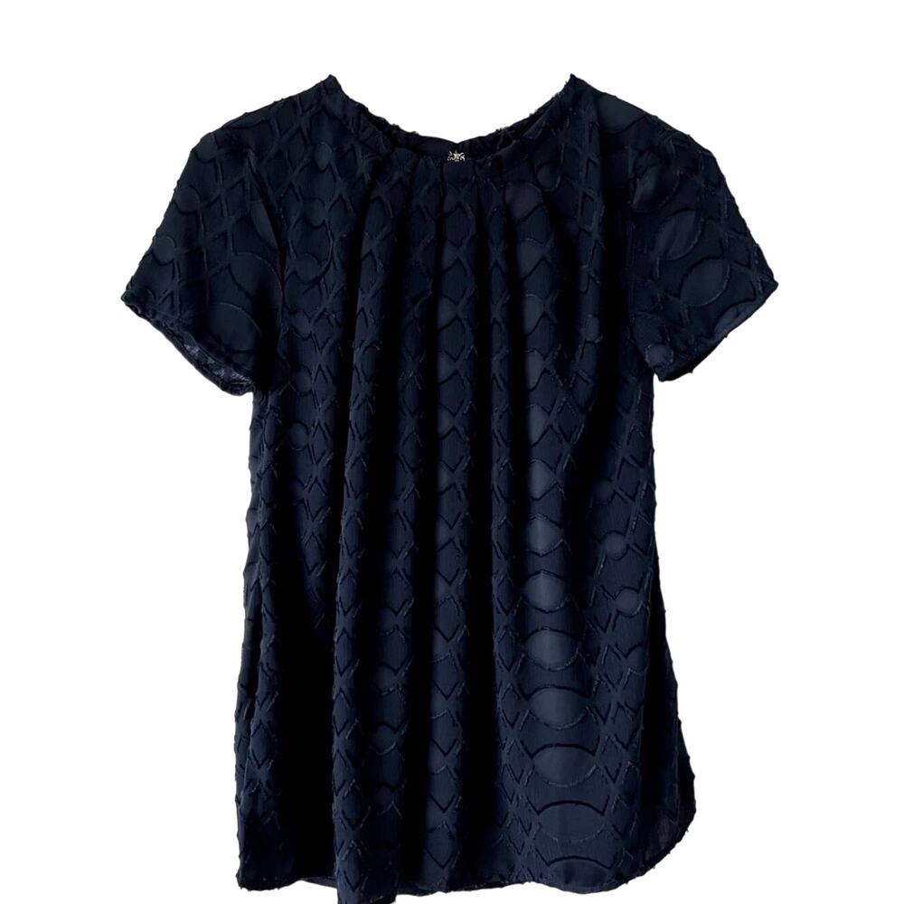 Ann Taylor Women's Short Sleeve Blouse Navy Blue Small